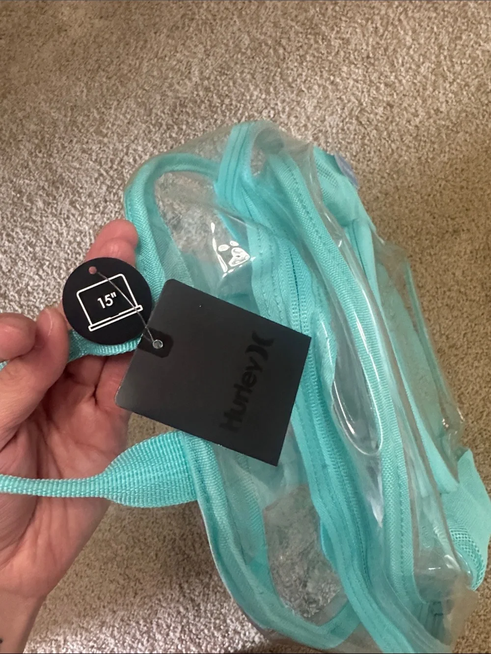 Hurley Teal Clear Backpack with Mesh Pockets